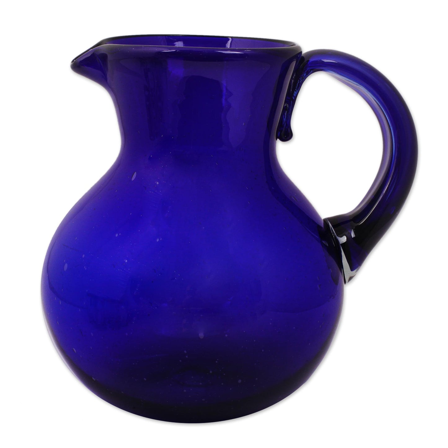 Cobalt Light Handblown Glass Recycled Classic Blue Pitcher Serveware