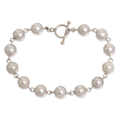 Sterling Contrasts Freshwater Pearl Bridal Bracelet