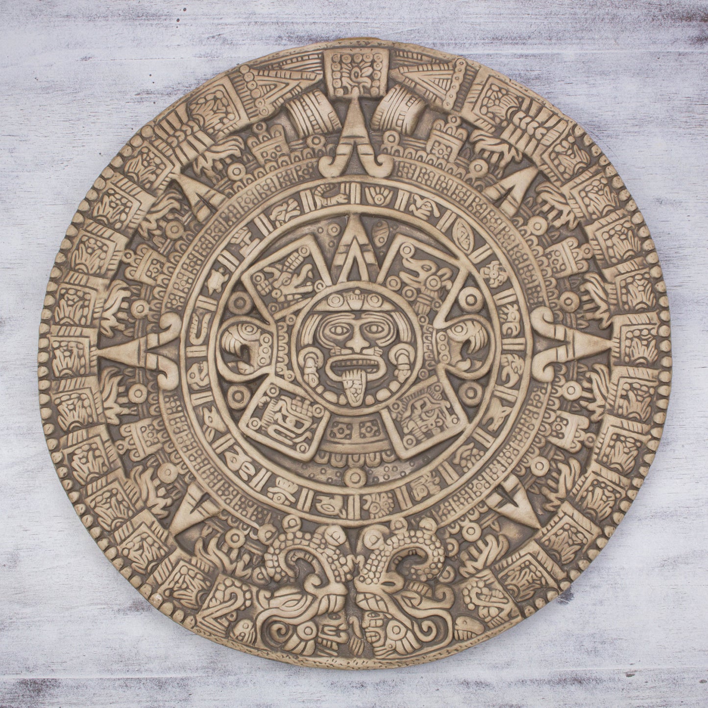 Aztec Sunstone Mexico Collectible Archaeological Ceramic Calendar