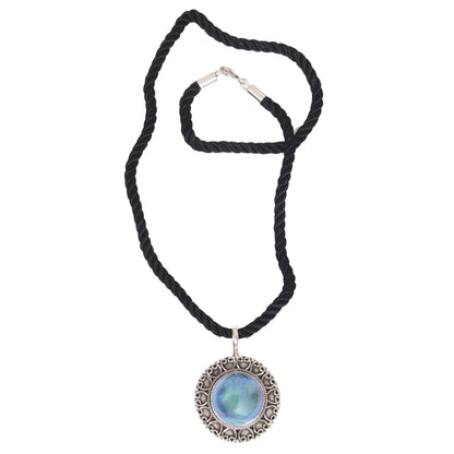 Blue Indonesian Moon Cultured Pearl Silver Necklace