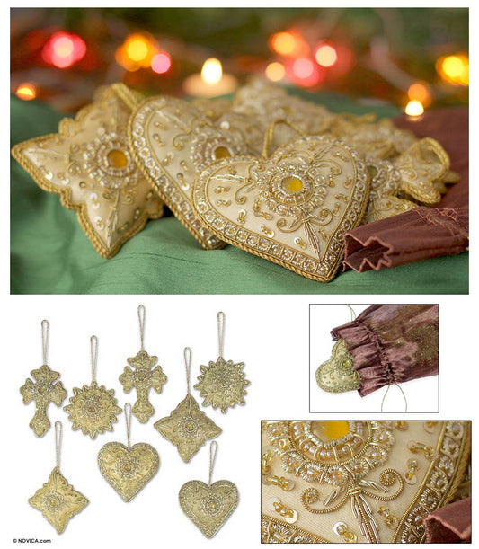 Golden Glory Holiday Ornaments