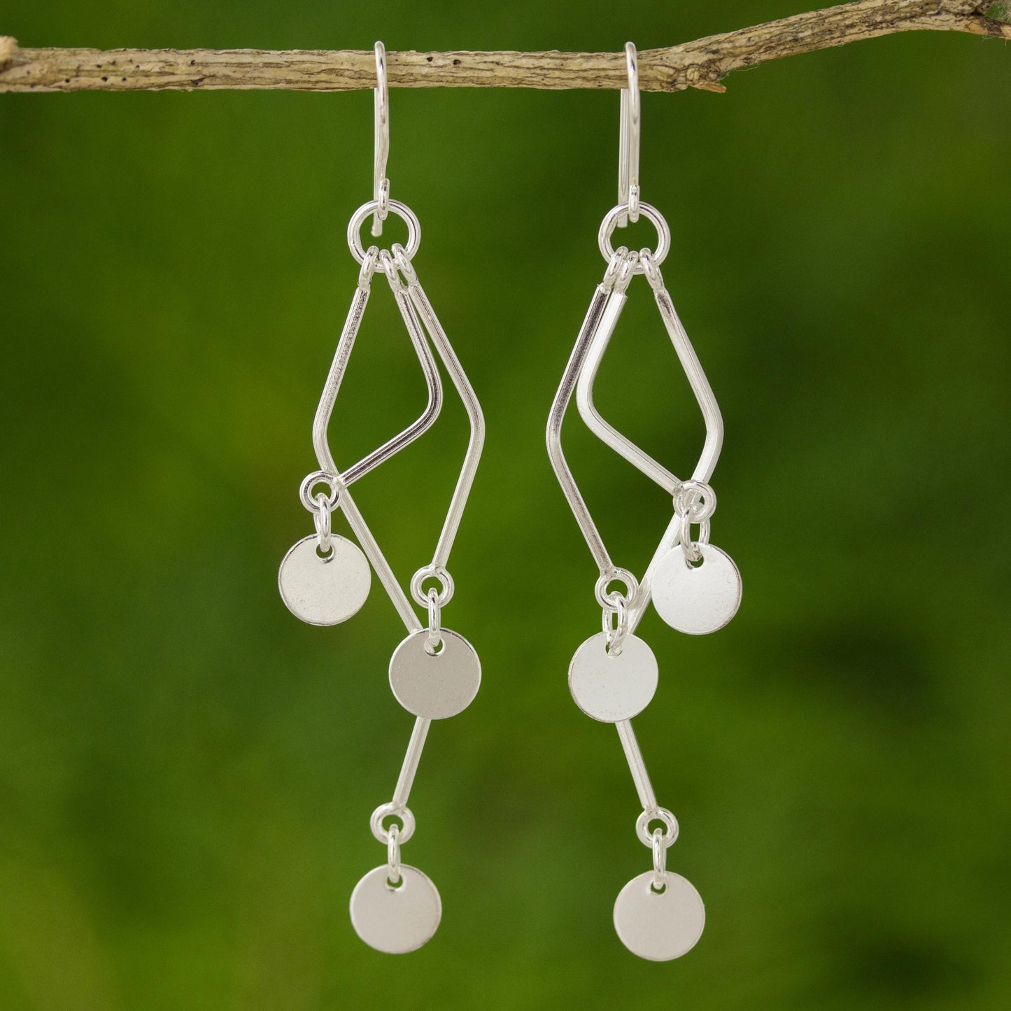 Wind Chime Sterling silver dangle earrings