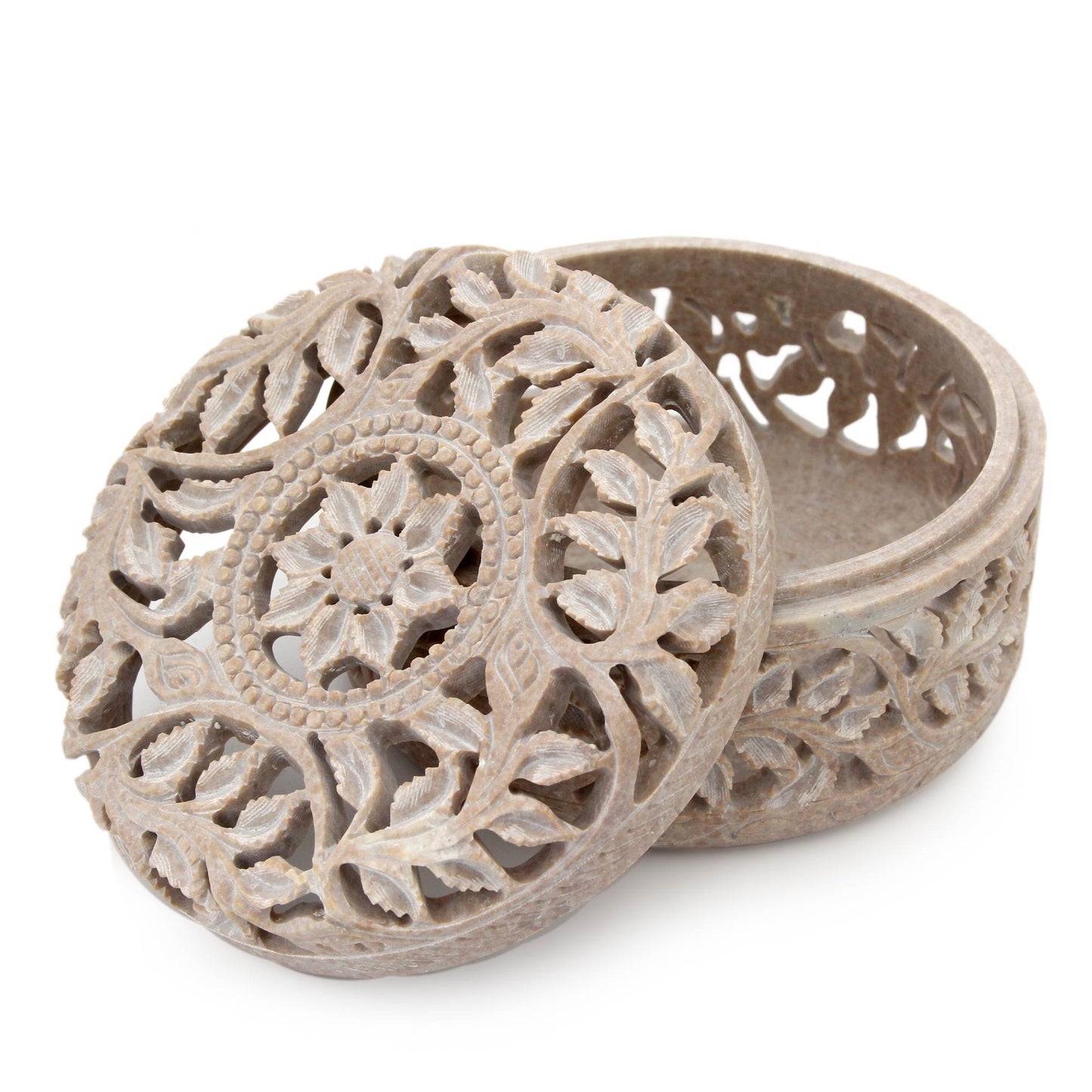 Floral Arabesque Handmade Jali Soapstone Jewelry Box