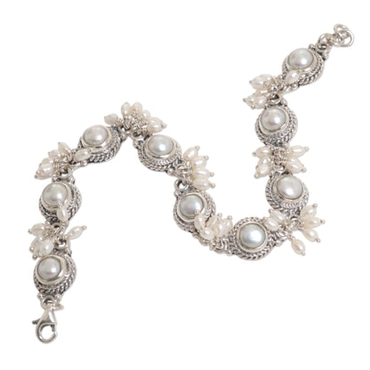 Moons & Shooting Stars Pearl & Silver Bridal Bracelet