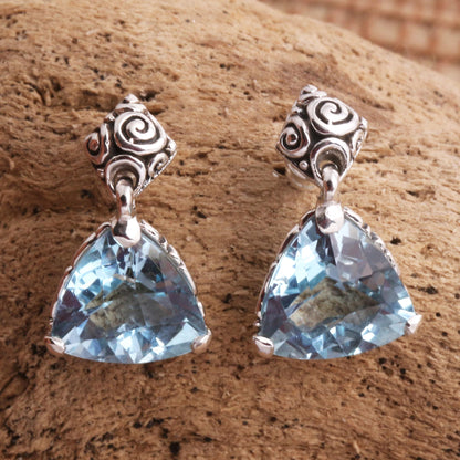 Mystic Trinity Blue Topaz Sterling Silver Dangle Earrings