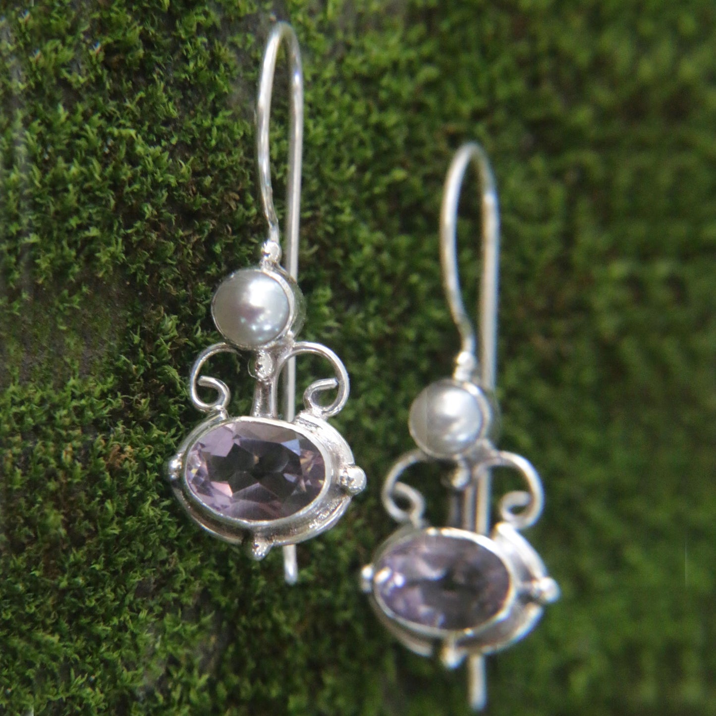 Sunrise Spirit Amethyst & Pearl Earrings