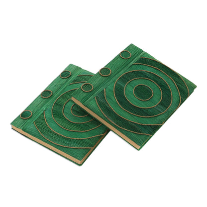 Hypnotic Turquoise Rice Paper Notebooks (Pair)