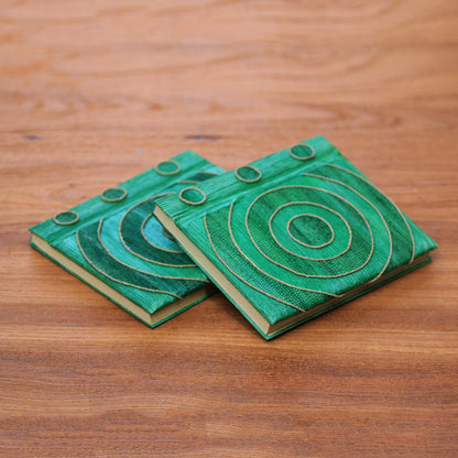 Hypnotic Turquoise Rice Paper Notebooks (Pair)