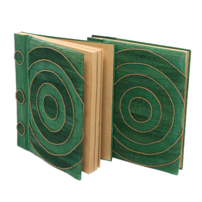Hypnotic Turquoise Rice Paper Notebooks (Pair)