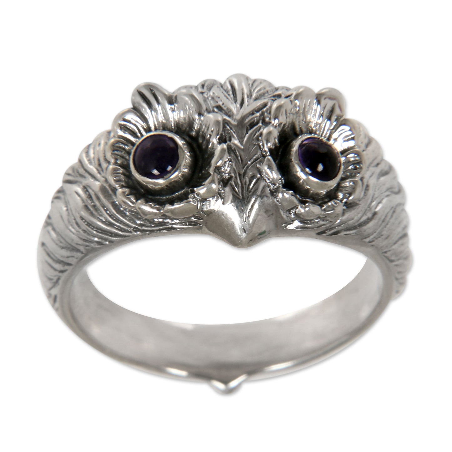 Owl Wisdom Amethyst & Silver Ring