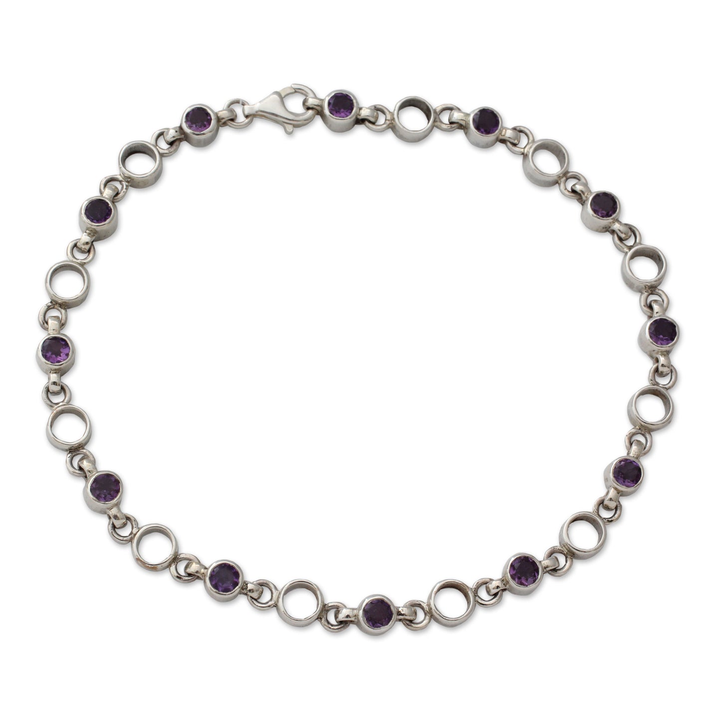 Elegant Simplicity Fair Trade Jewelry Amethyst Sterling Silver Anklet