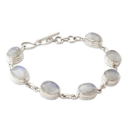 NOVICA - Moonstone Mysteries Silver Link Bracelet