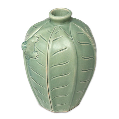 Frangipani Frogs Leaf & Tree Ceramic Vase