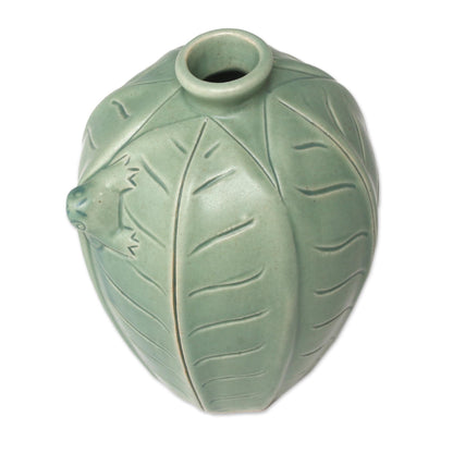 Frangipani Frogs Leaf & Tree Ceramic Vase