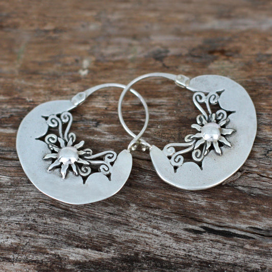 Sun Renaissance Handcrafted Sterling Silver Hoop Earrings from Mexico