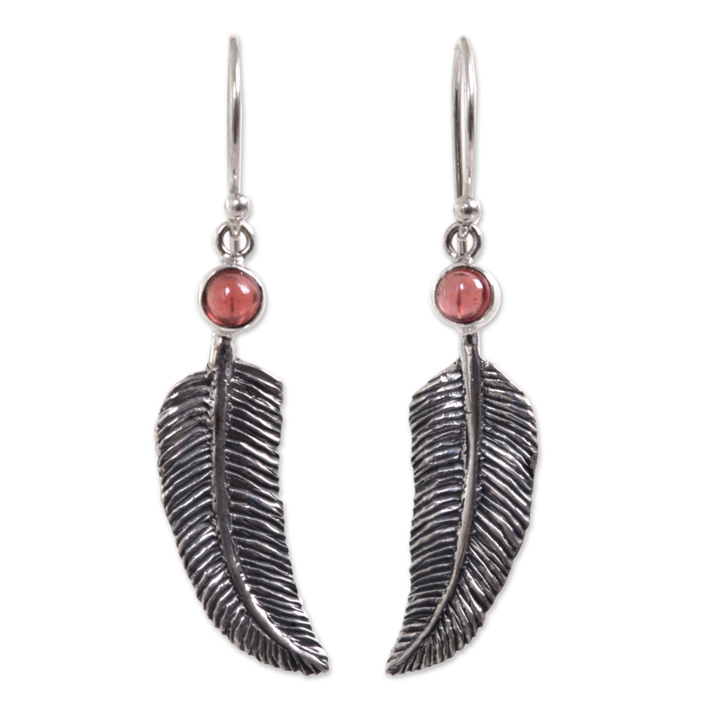 Light as a Feather Garnet & Silver Earrings