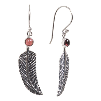 Light as a Feather Garnet & Silver Earrings