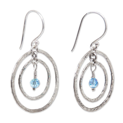 Blue Halo Sterling Silver & Blue Glass Earrings