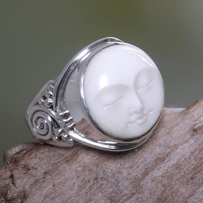 NOVICA - Face Of The Moon Sterling Silver Cocktail Ring