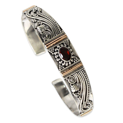 NOVICA - Silver, Garnet & Gold Plated Paradise Cuff Bracelet