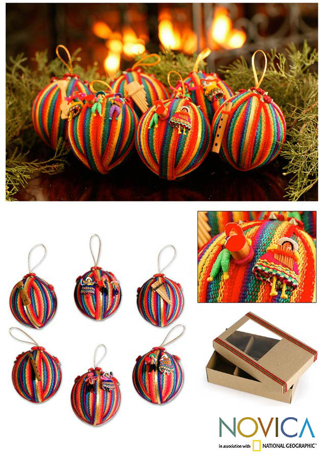 Peace Wish Christmas Hanging Set of 6 Ornaments