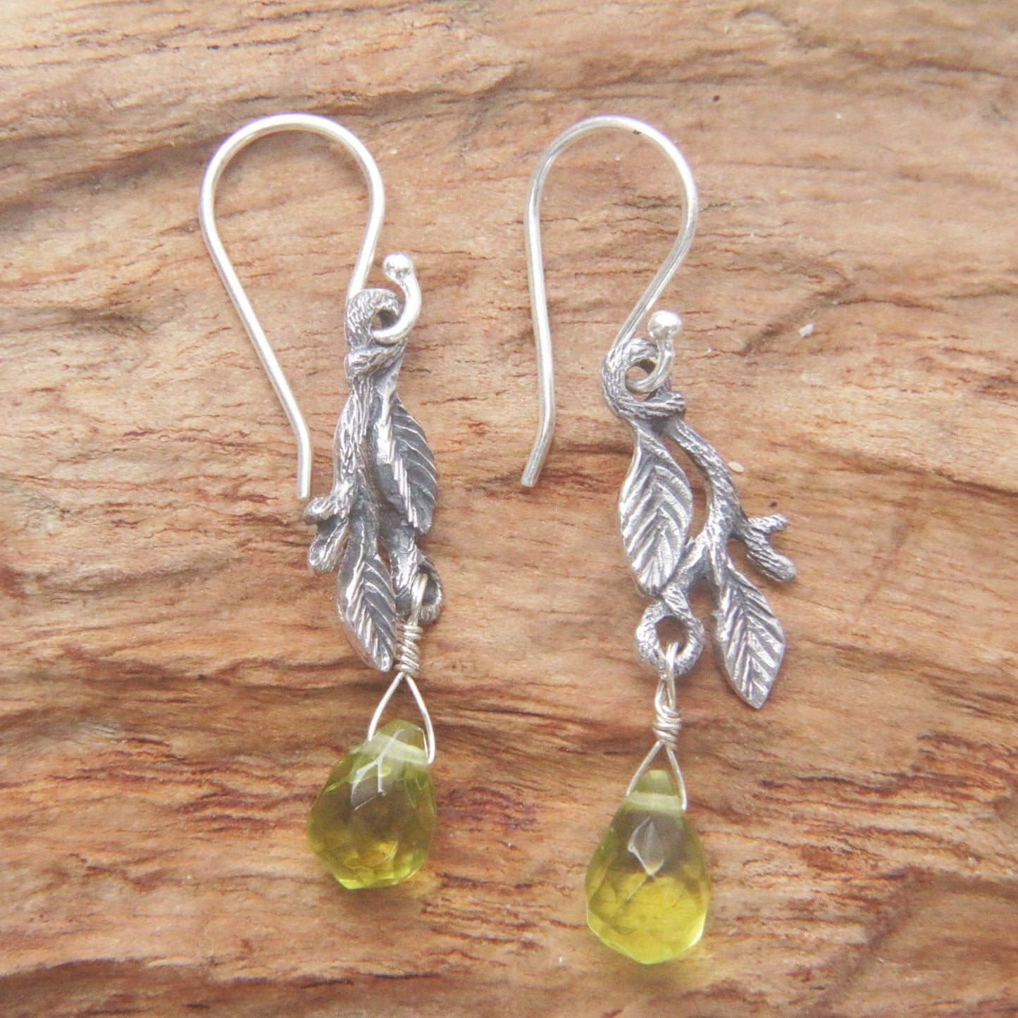 Rainforest Glass & Sterling Silver Dangle Earrings