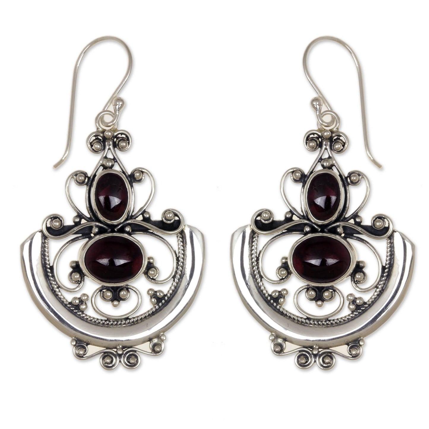 Garnet Arabesques Dangle Earrings