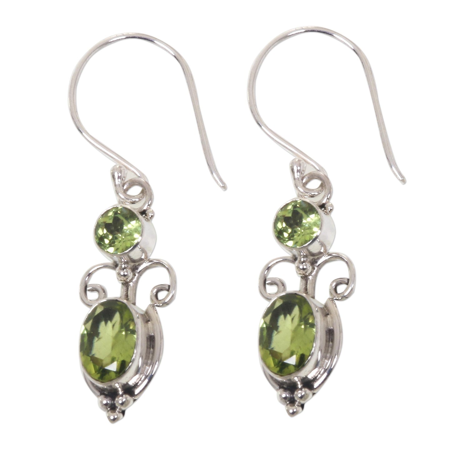 Crown Princess Peridot Sterling Silver Dangle Earrings