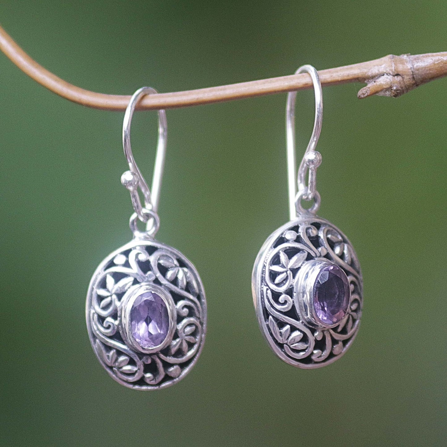 Wild Beauty Sterling Silver Amethyst Dangle Earrings