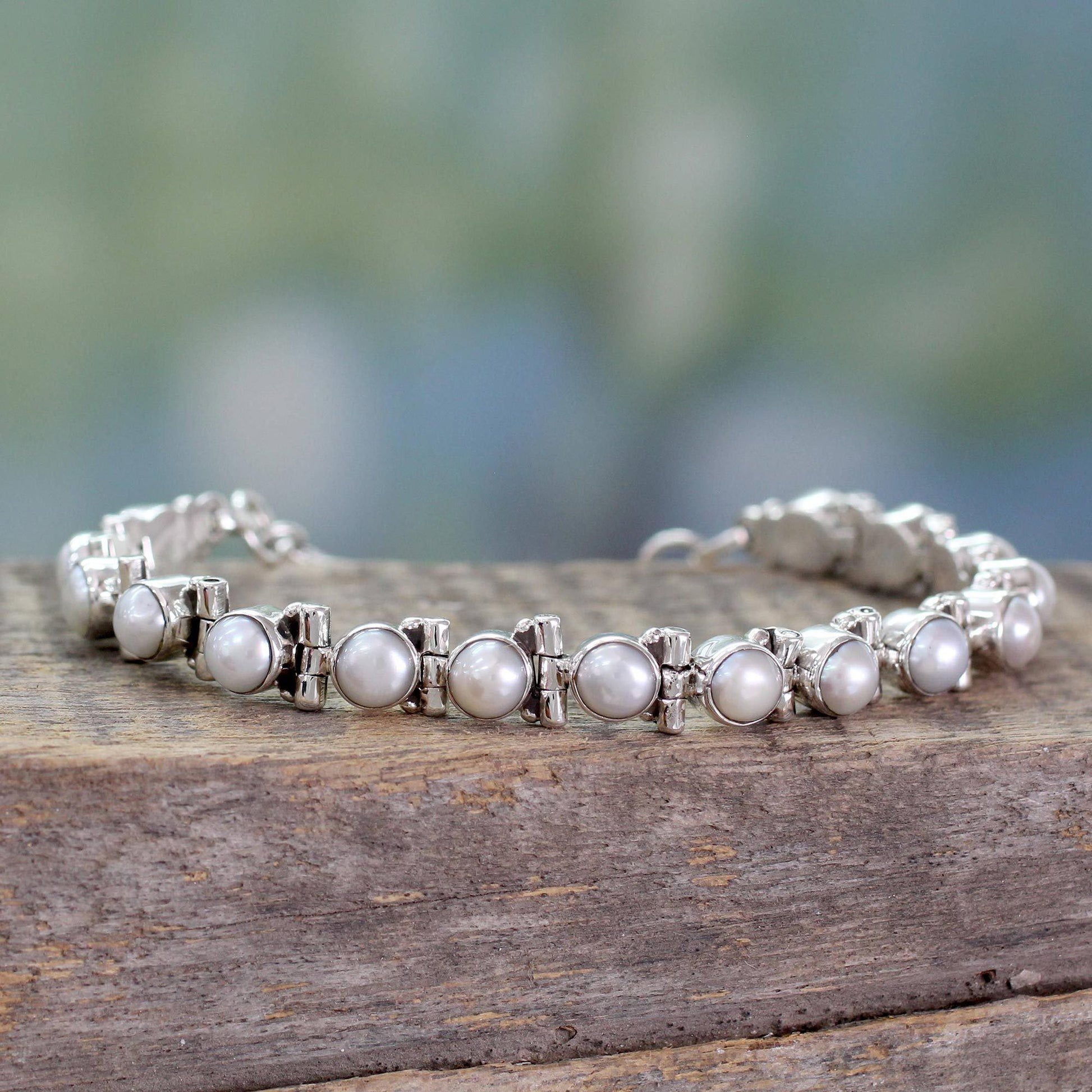 NOVICA - Cultured Pearl Silver Bridal Bracelet