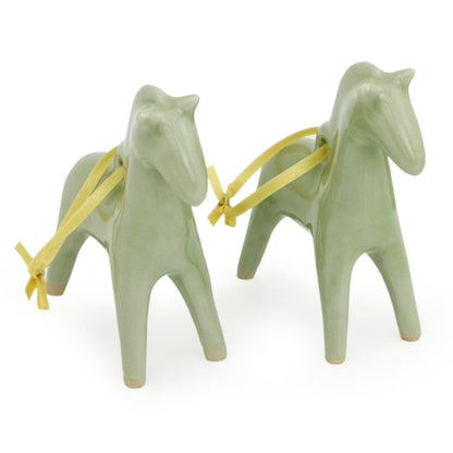 A Season For Horses Ceramic Ornament Set of 2