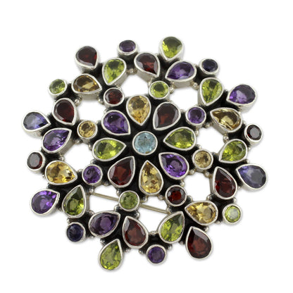 NOVICA - Summer Blossom Gemstone Brooch