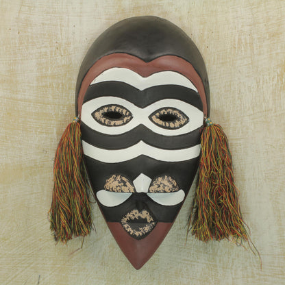 Zebra Monkey African Wood Mask