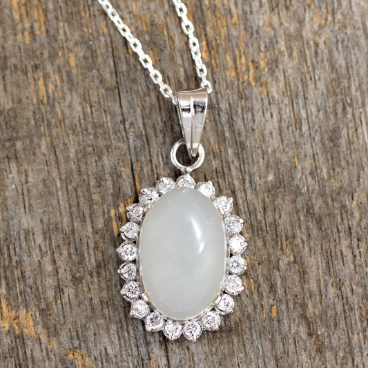 Moon Flower Handcrafted Sterling Silver and Moonstone Choker