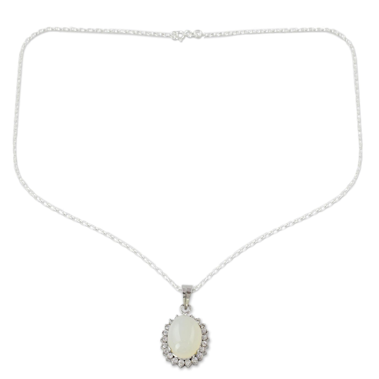 Moon Flower Handcrafted Sterling Silver and Moonstone Choker