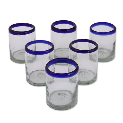 Cobalt Classics Blue-Rimmed Hand Blown Glass  (Set of 6)