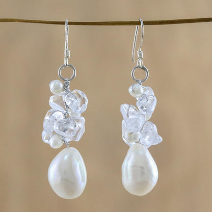 Icicles Pearl & Quartz Cluster Earrings