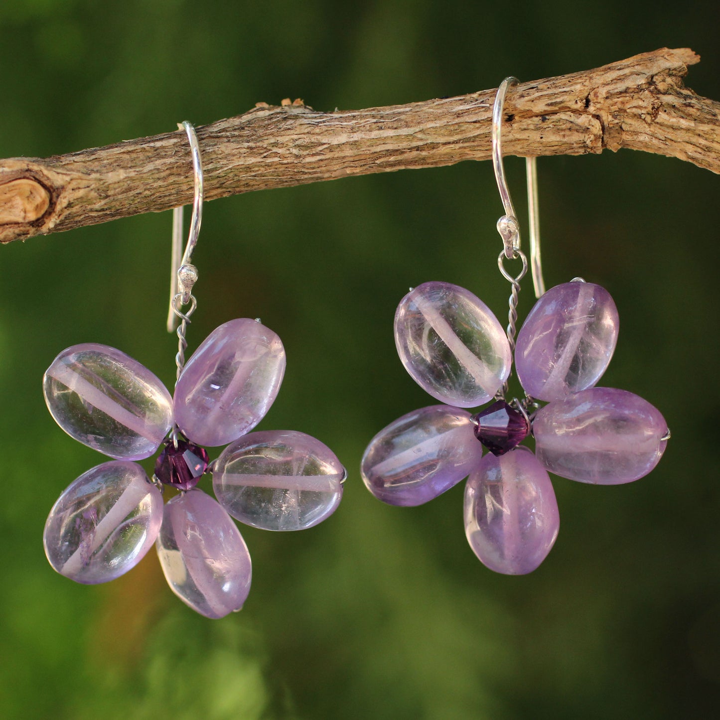 Mystic Daisy Sterling Silver Beaded Earrings