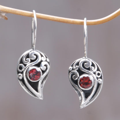 Dancing Dewdrops Sterling Silver Garnet Drop Earrings