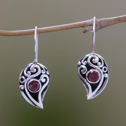 Dancing Dewdrops Sterling Silver Garnet Drop Earrings