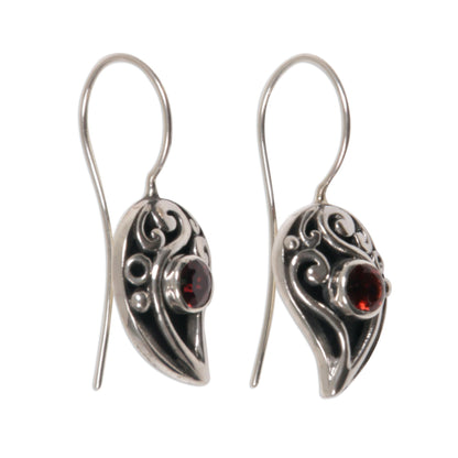 Dancing Dewdrops Sterling Silver Garnet Drop Earrings