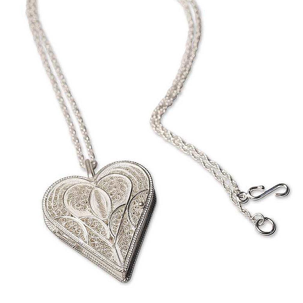 NOVICA - Sterling Silver Filigree Heart Locket