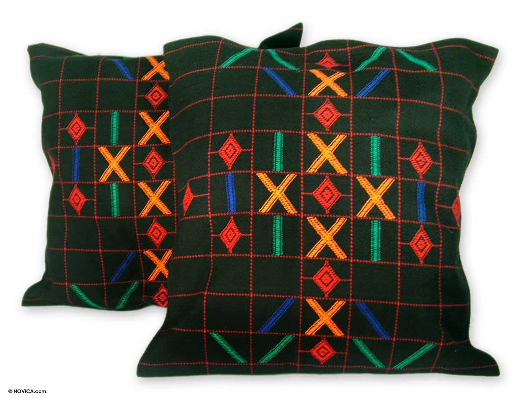 Mystical Algorithm Hand Crafted Cotton Cushion Covers (Pair)