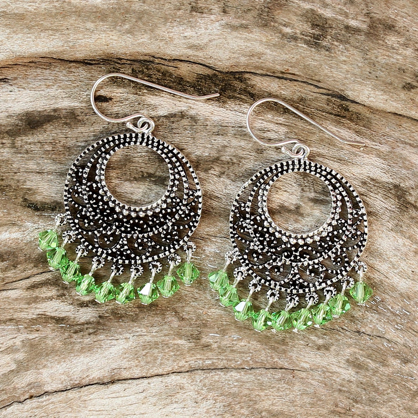 Moroccan Mint Sterling Silver Beaded Earrings