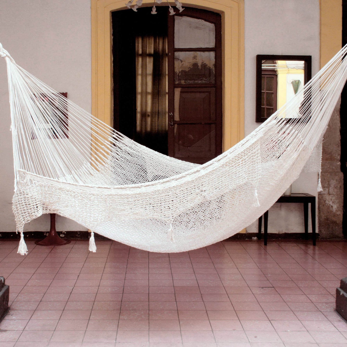 Hand Woven Ivory Cotton Double Hammock