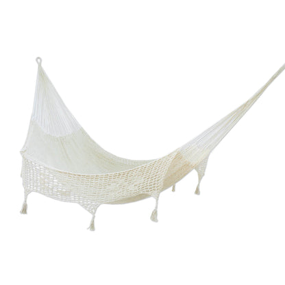 Hand Woven Ivory Cotton Double Hammock