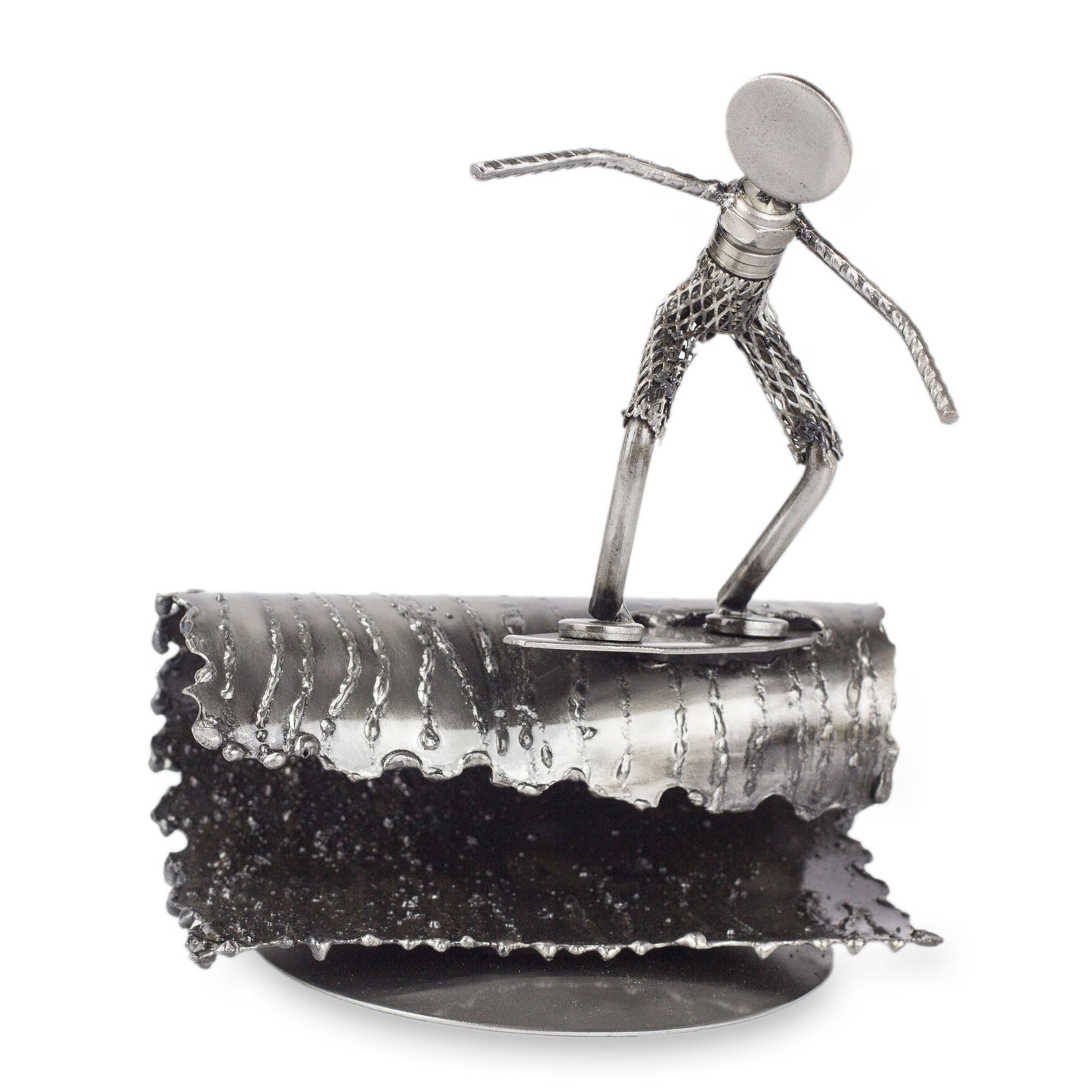 Rustic Surfer Recycled Metal Sculpture