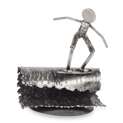 Rustic Surfer Recycled Metal Sculpture