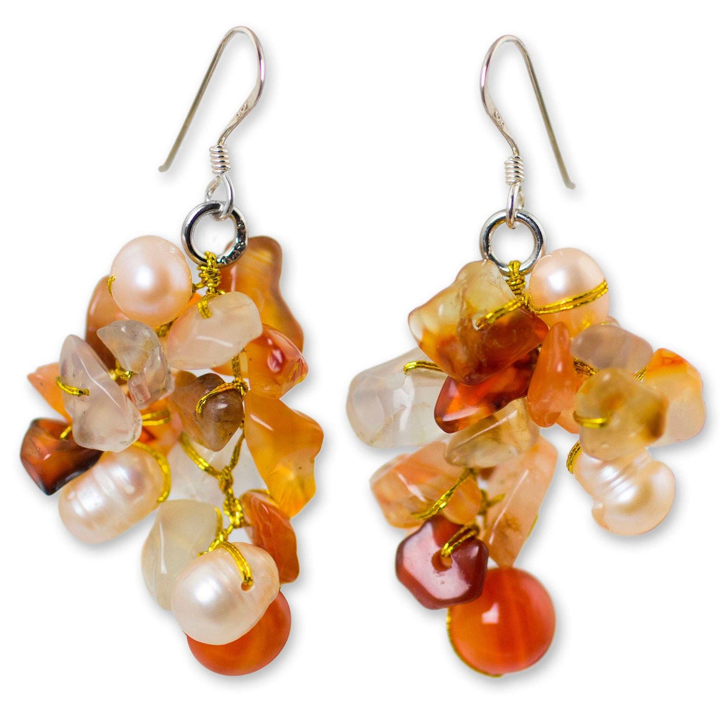 Sunset Pearl & Carnelian Hook Earrings