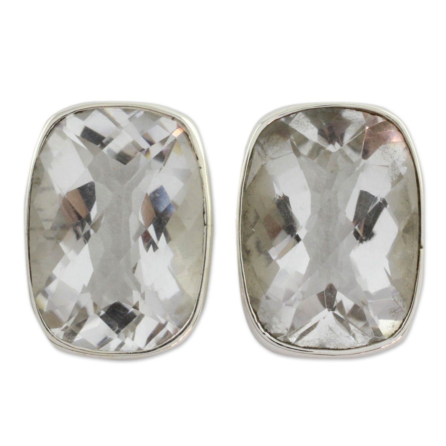 Crystal Mirror Quartz Button Earrings